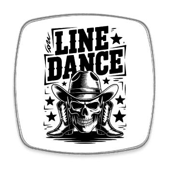 Line Dance – Western Skull Cowboy Tanz - Viereckiger Kühlschrankmagnet - Weiß - Vorne