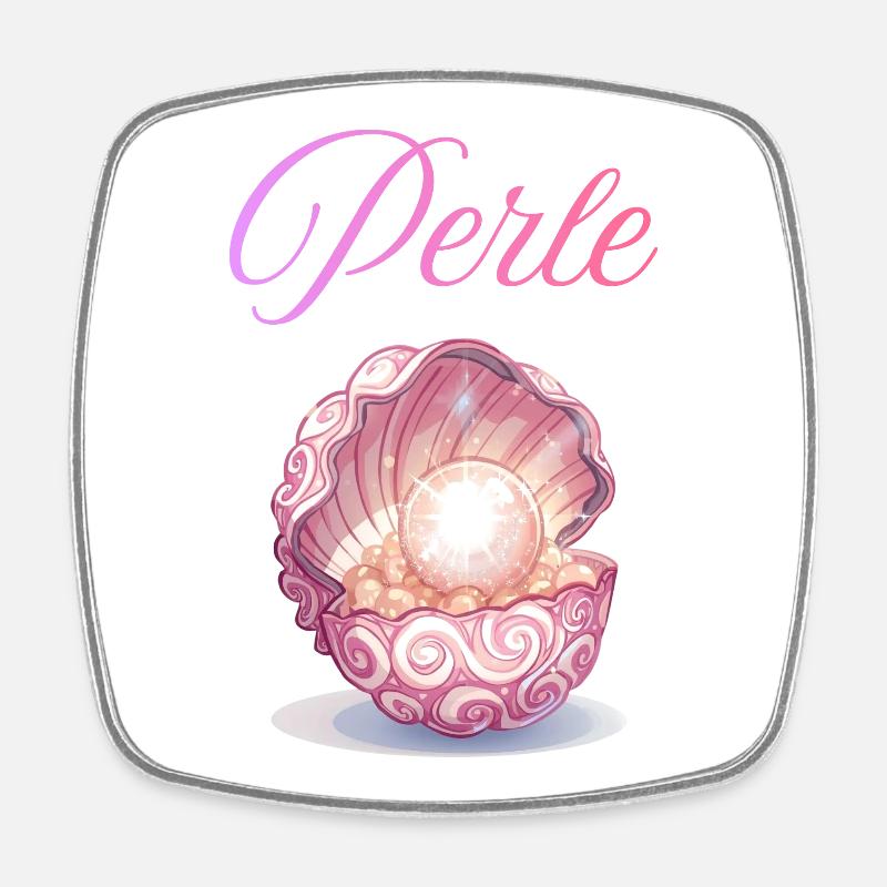Perle dans la Coquille de Rose - Magnet carré - blanc