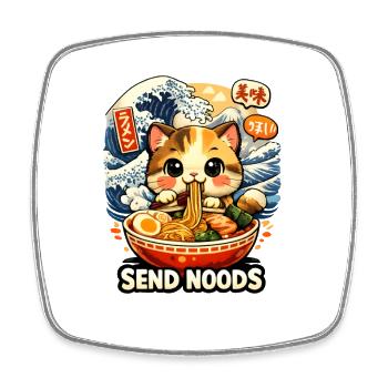 Ramen Neko Send Noods - Viereckiger Kühlschrankmagnet - Weiß - Vorne