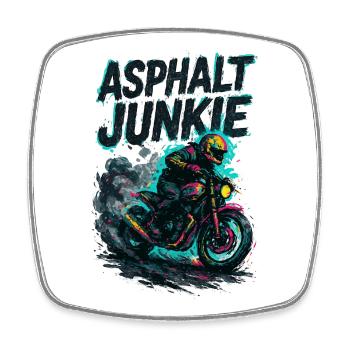 Asphalt Junkie - Motorcycle - Square fridge magnet - white - Front