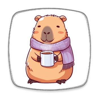 Gemütliche niedliche Kapybara – Kawaii-Tier - Viereckiger Kühlschrankmagnet - Weiß - Vorne