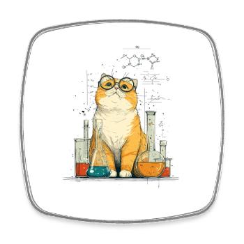 Chat chimique au laboratoire - Magnet carré - blanc - Devant