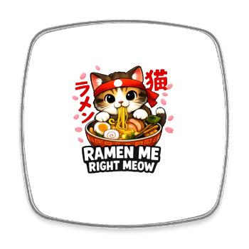 Ramen Kawaii Cat Anime - Magnet carré - blanc - Devant