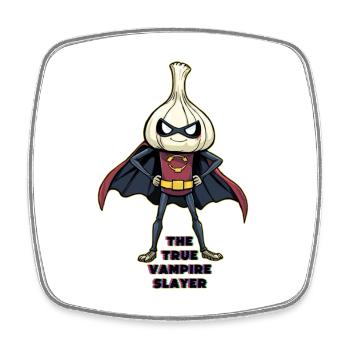 Der wahre Vampirjäger Knoblauchheld - Viereckiger Kühlschrankmagnet - Weiß - Vorne