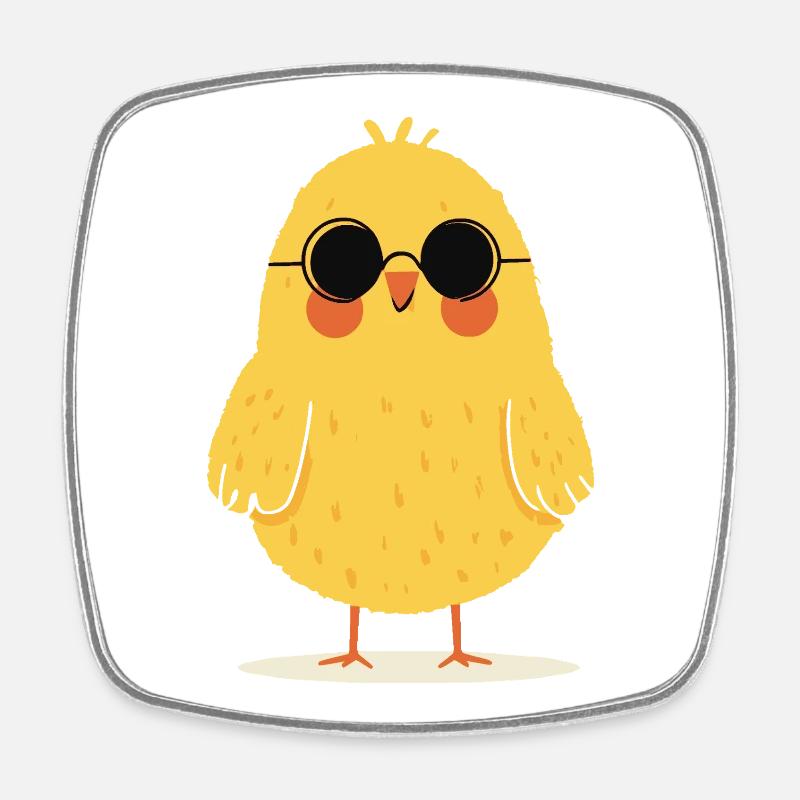 Chick with sunglasses - Square fridge magnet - white