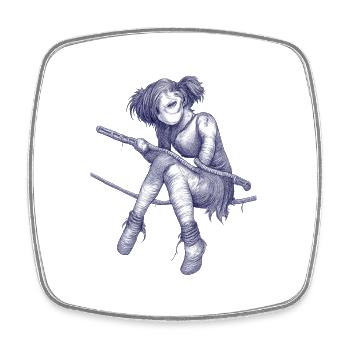 Rope acrobat in dreadpunk - Square fridge magnet - white - Front