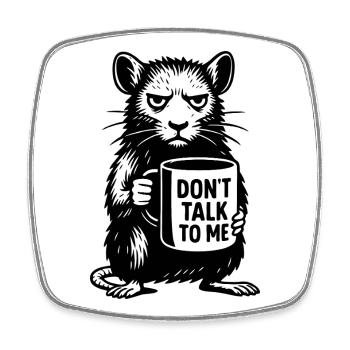 Grimmige Ratte mit Kaffee-Becher - Viereckiger Kühlschrankmagnet - Weiß - Vorne