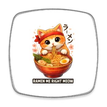 Cats Ramen Noodle Japanese Anime Manga Kawaii - Square fridge magnet - white - Front