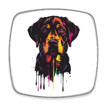 Buntes Hundeportrait Tropfen - Viereckiger Kühlschrankmagnet - Weiß - Vorne