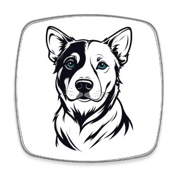Two-Tone Dog Portrait Blue-Eyes - Square fridge magnet - white - Front