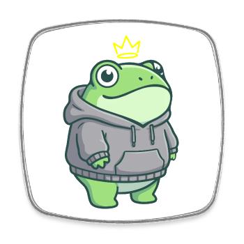 King Croak – Kawaii Frog Hoodie Streetwear - Square fridge magnet - white - Front