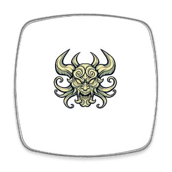 Demonic Skull with Horns - Square fridge magnet - white - Front