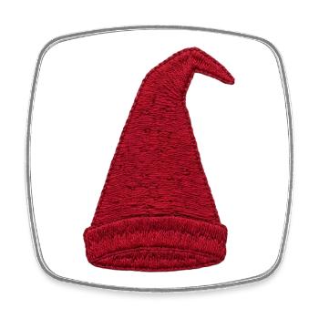 Gnome hat in embroidered look (printed) - Square fridge magnet - white - Front