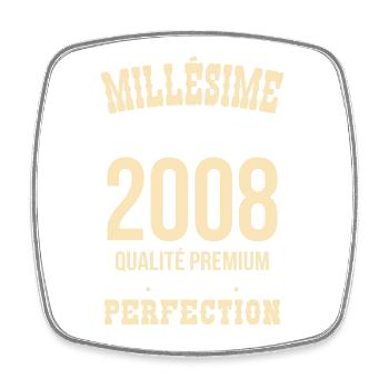 2008 – Außergewöhnlicher Vintage – Premiumqualität - Viereckiger Kühlschrankmagnet - Weiß - Vorne