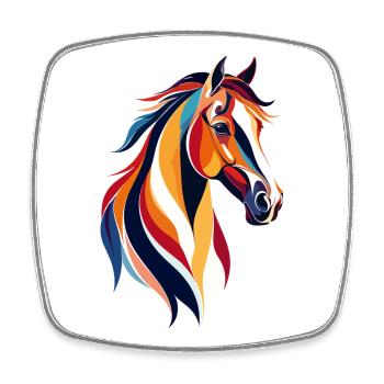 Colorful Horse Portrait Color Explosion Horse Head - Square fridge magnet - white - Front