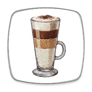Latte macchiato in embroidered look (printed) - Square fridge magnet - white - Front