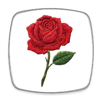 Rose in embroidered look (printed) - Square fridge magnet - white - Front