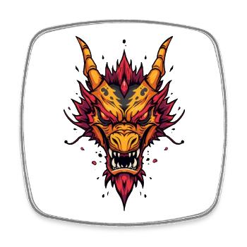Flammender asiatischer Drache - Viereckiger Kühlschrankmagnet - Weiß - Vorne