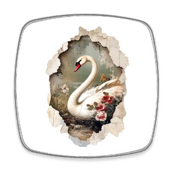 cygne - Magnet carré - blanc - Devant