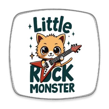 Little Rock Monster – Cute Cat Guitar Motif - Square fridge magnet - white - Front