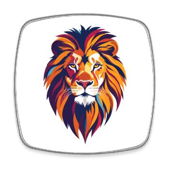 Colorful lion head abstract colorful lion art - Square fridge magnet - white - Front