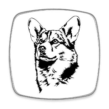 Corgi Pembroke Portrait Hunde Hund Wilsigns - Viereckiger Kühlschrankmagnet - Weiß - Vorne