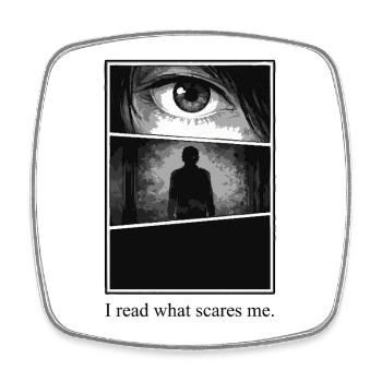 I read what scares me – Manga Horror Motiv - Square fridge magnet - white - Front