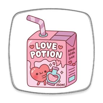 Cute Heart Love Potion Juice Box Funny - Square fridge magnet - white - Front