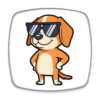 Sonnenbrillen Hund Pose - Viereckiger Kühlschrankmagnet - Weiß - Vorne