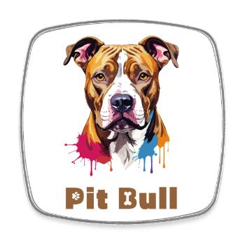 Pitbull Portrait with Paint Splashes - Square fridge magnet - white - Front