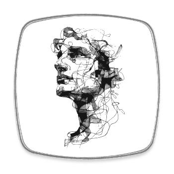 Shadow Braid Silhouette - Square fridge magnet - white - Front