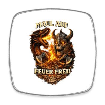 Skull Warrior Dragonfire - Square fridge magnet - white - Front
