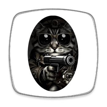 Cat gangster with sunglasses - Square fridge magnet - white - Front