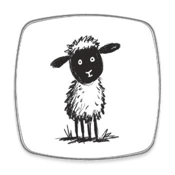 Fluffiges Doodle Schaf - Viereckiger Kühlschrankmagnet - Weiß - Vorne