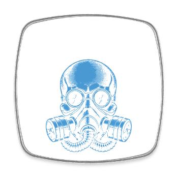 Rave Skull Gas Mask - Square fridge magnet - white - Front