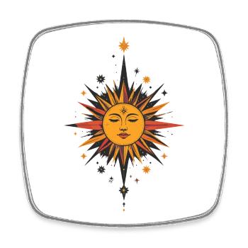 Sun Star Talisman Pattern Sun Moon Stars - Square fridge magnet - white - Front