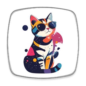 Motif pop art Chat avec lunettes de soleil Cool Cats - Magnet carré - blanc - Devant