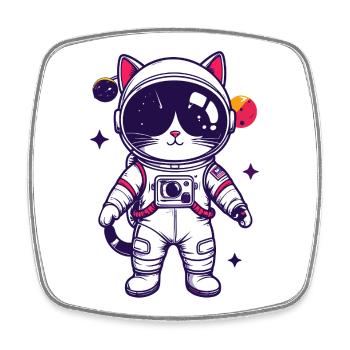 Weltraumkatze Katze im Astronautenanzug Motiv - Viereckiger Kühlschrankmagnet - Weiß - Vorne