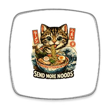 Ramen Nouilles, Amoureux des Chats, Kats Kawaii Rétro - Magnet carré - blanc - Devant