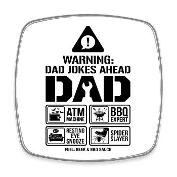 Warning Dad Jokes Ahead Vater - Viereckiger Kühlschrankmagnet - Weiß - Vorne