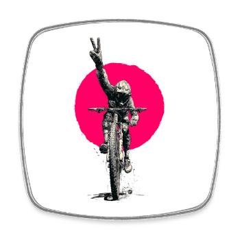 Motocross Peacezeichen Neon Rosa - Viereckiger Kühlschrankmagnet - Weiß - Vorne