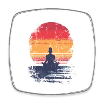 Méditation au coucher du soleil - Magnet carré - blanc - Devant