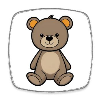 Cuddly Bear Illustration Velvet Brown - Square fridge magnet - white - Front
