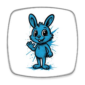Blue Splash Bunny Graphic - Square fridge magnet - white - Front