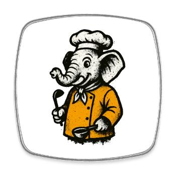 Cuisinier Chef Éléphant - Magnet carré - blanc - Devant