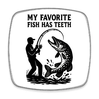 Angler Hecht Silhouette Shirt – Fishing Humor - Viereckiger Kühlschrankmagnet - Weiß - Vorne