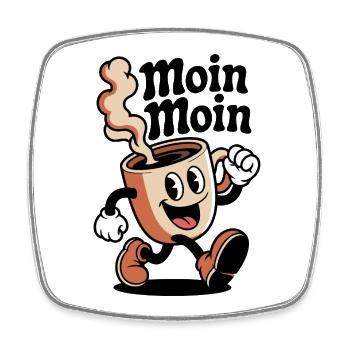Kaffeefreude Cartoon Becher - Viereckiger Kühlschrankmagnet - Weiß - Vorne