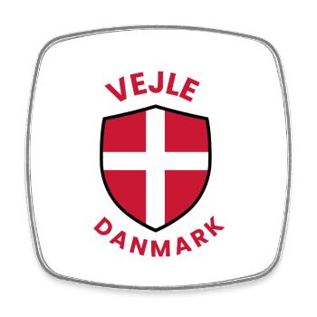 Vejle Le Drapeau du Danemark - Magnet carré - blanc - Devant
