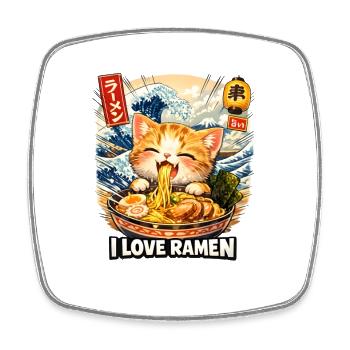 Ramen Nudeln Katzenliebhaber - Viereckiger Kühlschrankmagnet - Weiß - Vorne