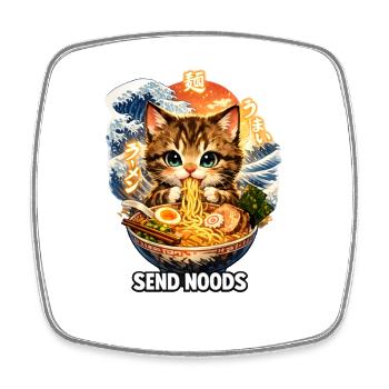 Ramen Katze - Viereckiger Kühlschrankmagnet - Weiß - Vorne